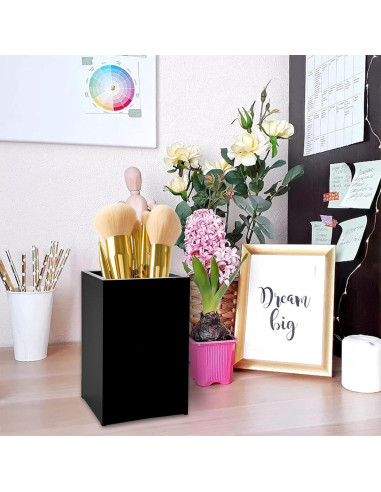 Soporte de Lápiz y Bolígrafos Acrílico Negro Cerpourt - 2 Piezas