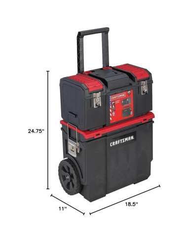 Caja de Herramientas Rodante 3-en-1 CRAFTSMAN 19" Plástico Rojo