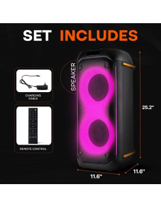 Altavoz PA portátil Pyle Compact BT 160W con karaoke y luces LED 2