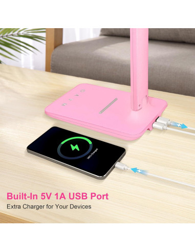 Lámpara de Escritorio LED Regulable Cabeza Blanca Rosa 5 Modos