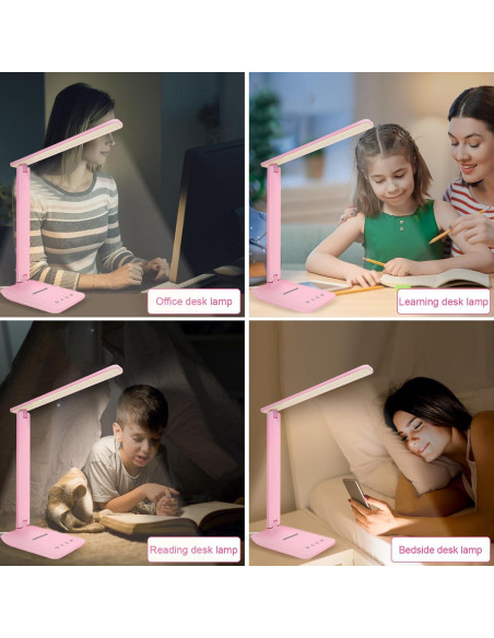Lámpara de Escritorio LED Regulable Cabeza Blanca Rosa 5 Modos