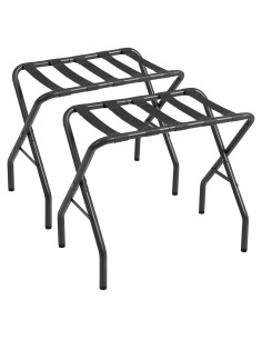 Soporte para Equipaje Plegable AMHANCIBLE Negro Juego de 2