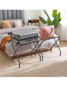 Soporte para Equipaje Plegable AMHANCIBLE Negro Juego de 2 2