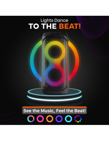 Altavoz PA portátil Pyle Compact BT 160W con karaoke y luces LED