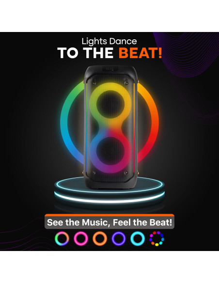 Altavoz PA portátil Pyle Compact BT 160W con karaoke y luces LED
