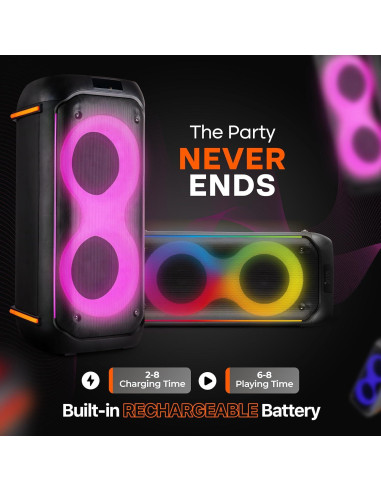 Altavoz PA portátil Pyle Compact BT 160W con karaoke y luces LED