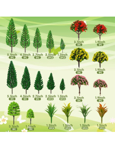 Set de 32 Árboles Miniatura MOMOONNON para Dioramas 2