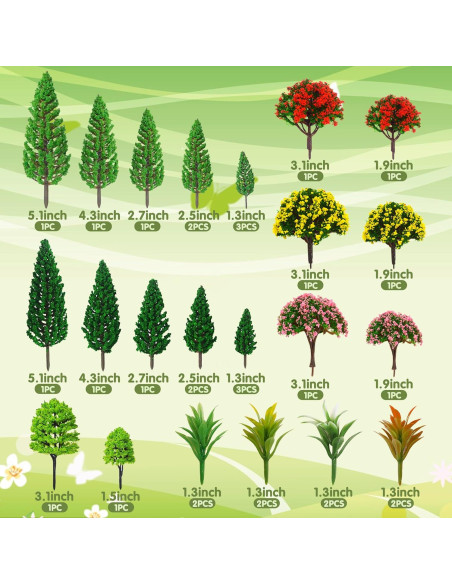 Set de 32 Árboles Miniatura MOMOONNON para Dioramas