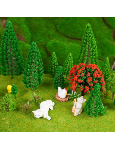 Set de 32 Árboles Miniatura MOMOONNON para Dioramas