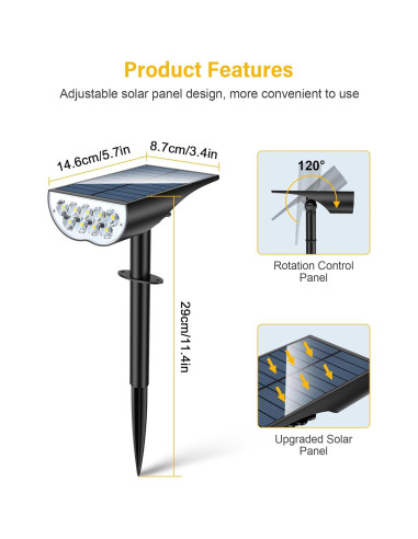 Luces Spot Solares BAXIA SL503 IP65 3 Modos Jardín