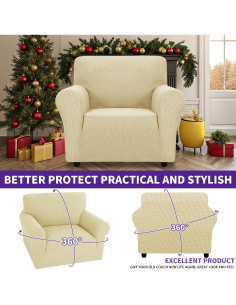 Funda de Silla Universal ZNSAYOTX Beige 76-119 cm Antideslizante 2