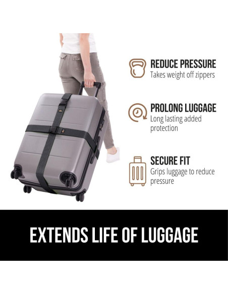 Correa de Carga Ajustable Gorilla Grip para Equipaje - 2 Piezas