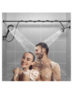 Cabezal de Ducha Doble NTPN Alta Presión 2 Personas Negro