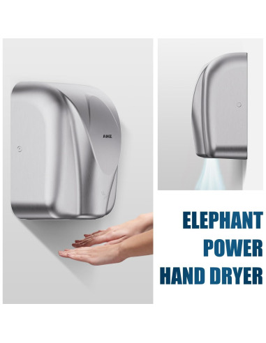 Secador de Manos AIKE AK2812 Acero Inoxidable 1400W 8-12s