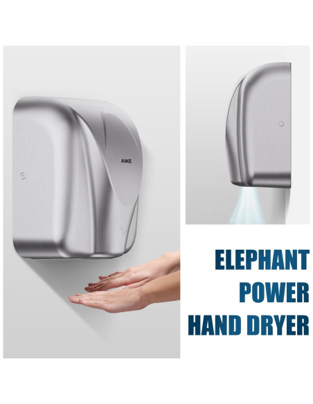 Secador de Manos AIKE AK2812 Acero Inoxidable 1400W 8-12s