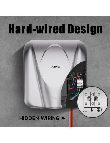 Secador de Manos AIKE AK2812 Acero Inoxidable 1400W 8-12s