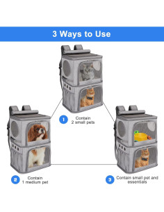 Mochila Transportadora Doble VOISTINO XL para Mascotas 2