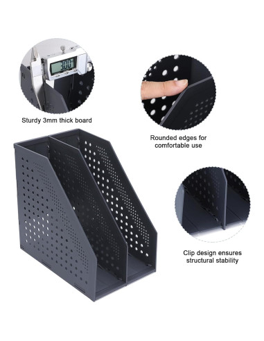 Soporte de Archivo Plegable FRETONBA 2 Compartimentos Gris