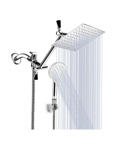 Cabezal de Ducha de Lluvia 8" Tudoccy con Ducha de Mano 9 Configuraciones