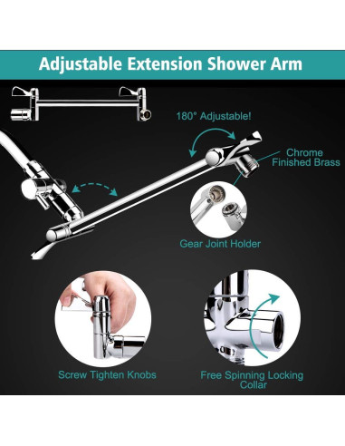 Cabezal de Ducha de Lluvia 8" Tudoccy con Ducha de Mano 9 Configuraciones