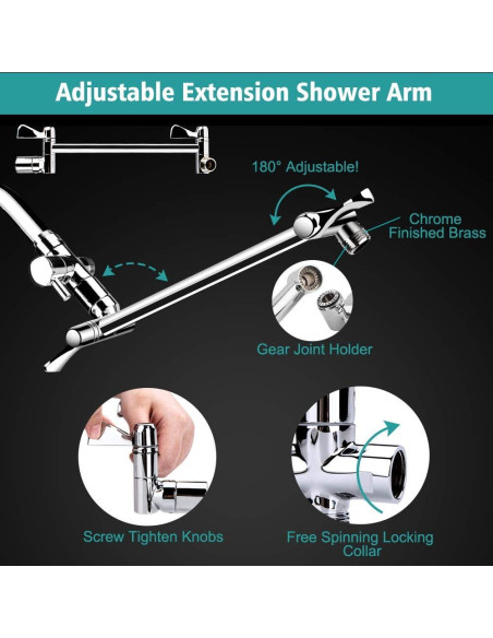 Cabezal de Ducha de Lluvia 8" Tudoccy con Ducha de Mano 9 Configuraciones