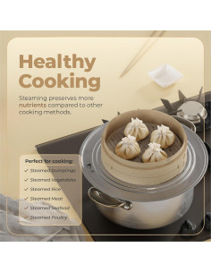 Cesta de Vapor de Bambú Prime Home Direct 20.32 cm 2 Niveles 2