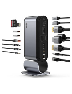 Hub USB-C 16 en 1 Baseus para 4 Monitores, 2 HDMI, 2 DP
