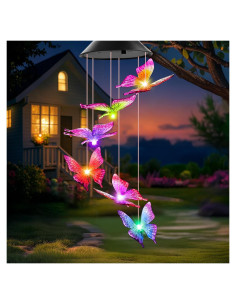 Campanas de Viento Solares Winzwon Mariposa Decoración Jardín