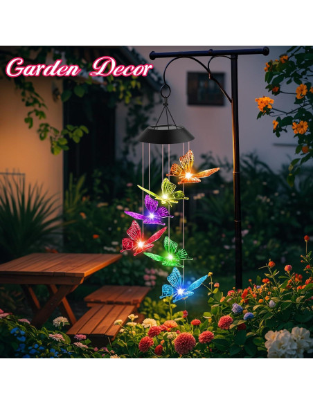 Campanas de Viento Solares Winzwon Mariposa Decoración Jardín
