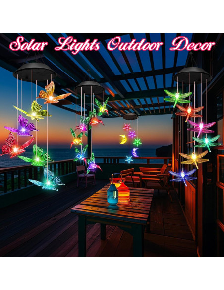 Campanas de Viento Solares Winzwon Mariposa Decoración Jardín