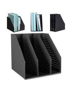 Soporte de Revistas Plegable SAYEEC Negro 3 Compartimentos