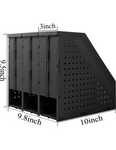 Soporte de Revistas Plegable SAYEEC Negro 3 Compartimentos 2