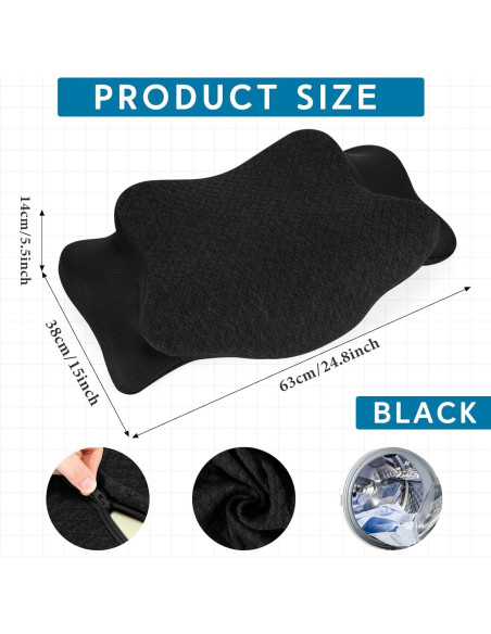 Funda de Almohada Cervical HunnmingRe Negra Ergonómica 63x38cm