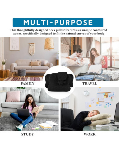 Funda de Almohada Cervical HunnmingRe Negra Ergonómica 63x38cm