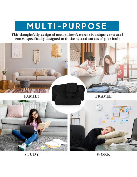 Funda de Almohada Cervical HunnmingRe Negra Ergonómica 63x38cm