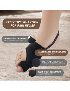 Corrector de Juanetes HLOES Ajustable Negro para Alivio de Dolor 2