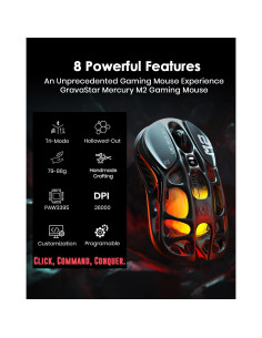 GravaStar Mercury M2 Ratón Inalámbrico 26000 DPI RGB Negro 2