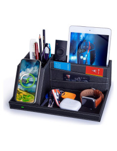 Estación de Carga Inalámbrica Rápida Cargador Futuro Negro