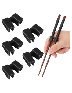 6 Ayudantes de Palillos Reutilizables Bremorou - Entrenador Negro