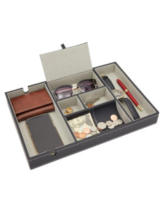 Bandeja de Cuero Sintético Juvale para Hombre 6 Compartimentos