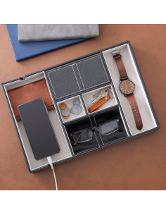 Bandeja de Cuero Sintético Juvale para Hombre 6 Compartimentos 2