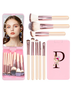 Set de Brochas de Maquillaje de Viaje KEWWADB 8 Piezas LED