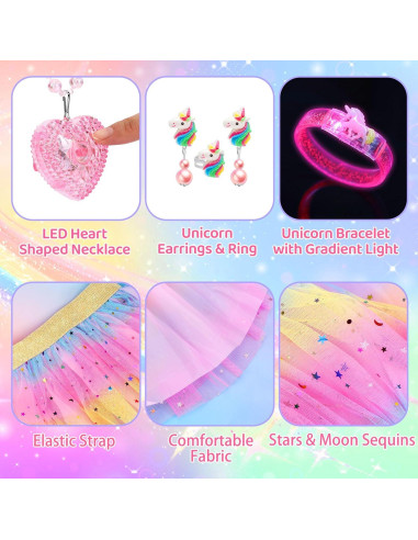 Vestido de Princesa Iluminado para Niñas 4-6 Años + Accesorios