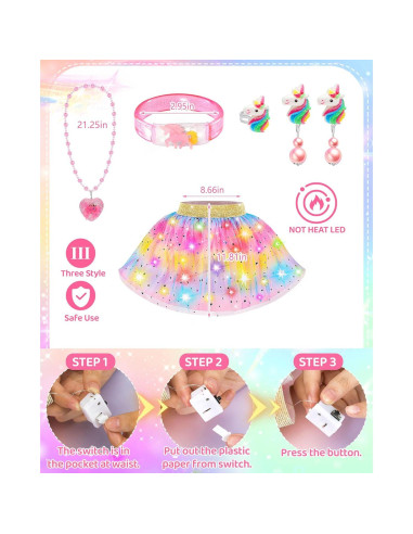 Vestido de Princesa Iluminado para Niñas 4-6 Años + Accesorios