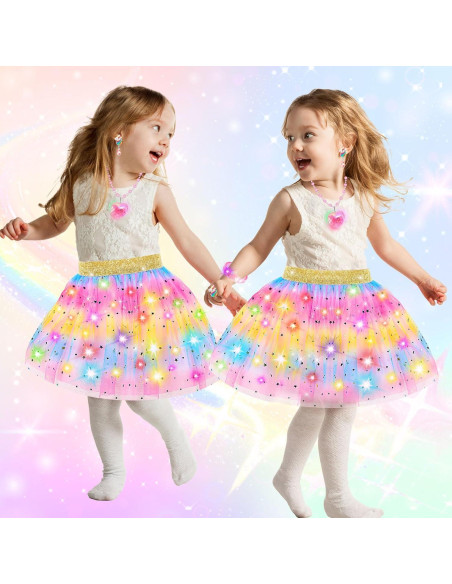 Vestido de Princesa Iluminado para Niñas 4-6 Años + Accesorios