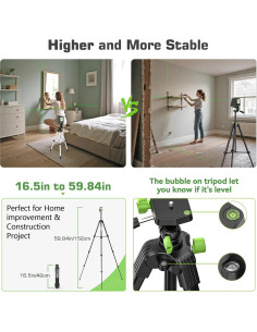 Nivel láser autocompensado Huepar BOX-1GTA 150Ft (45.72m) con trípode 60in 2