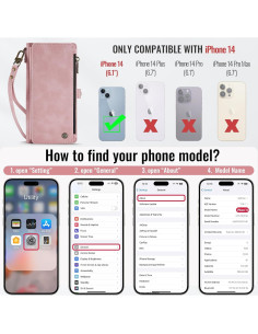 Funda Cartera Defencase para iPhone 14 con Bloqueo RFID Rosa 2