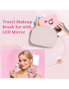 Set de Brochas de Maquillaje de Viaje KEWWADB 8 Piezas LED 2