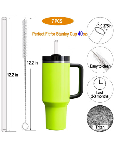 Paquete de 6 Popotes Reutilizables FXTBE para Taza Stanley 40 OZ