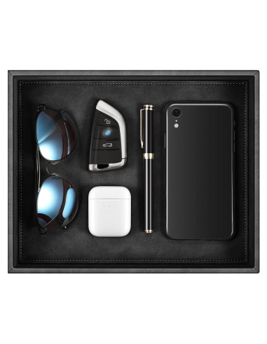 Bandeja Organizador de Escritorio SITHON de Cuero PU Negra